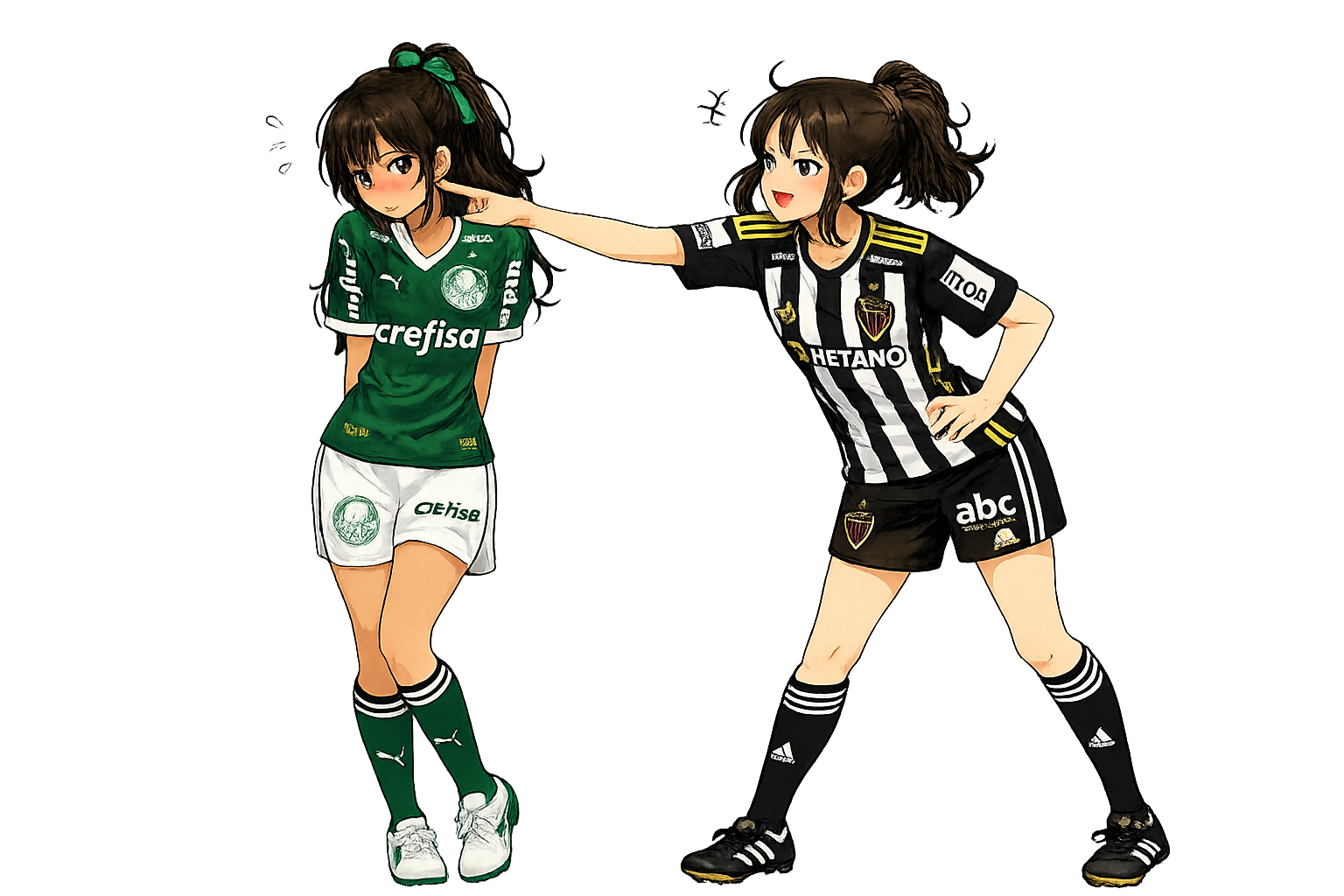 Personagens anime de Palmeiras x Atlético-MG