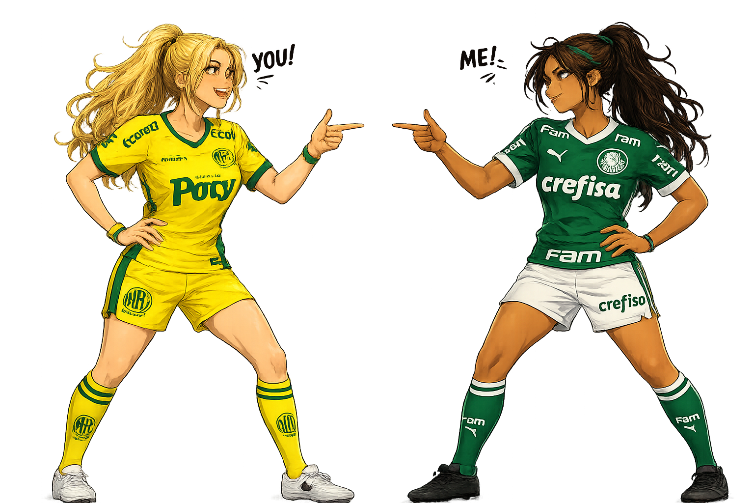 Personagens anime de Mirassol x Palmeiras