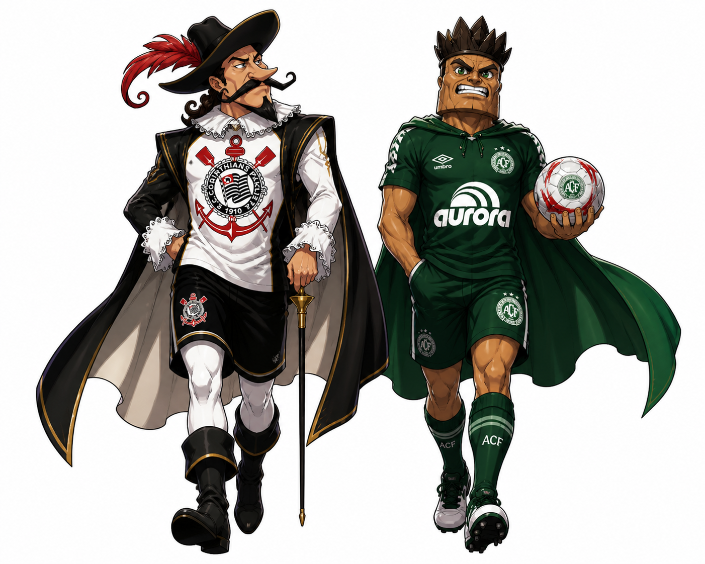 Personagens anime de Corinthians x Chapecoense